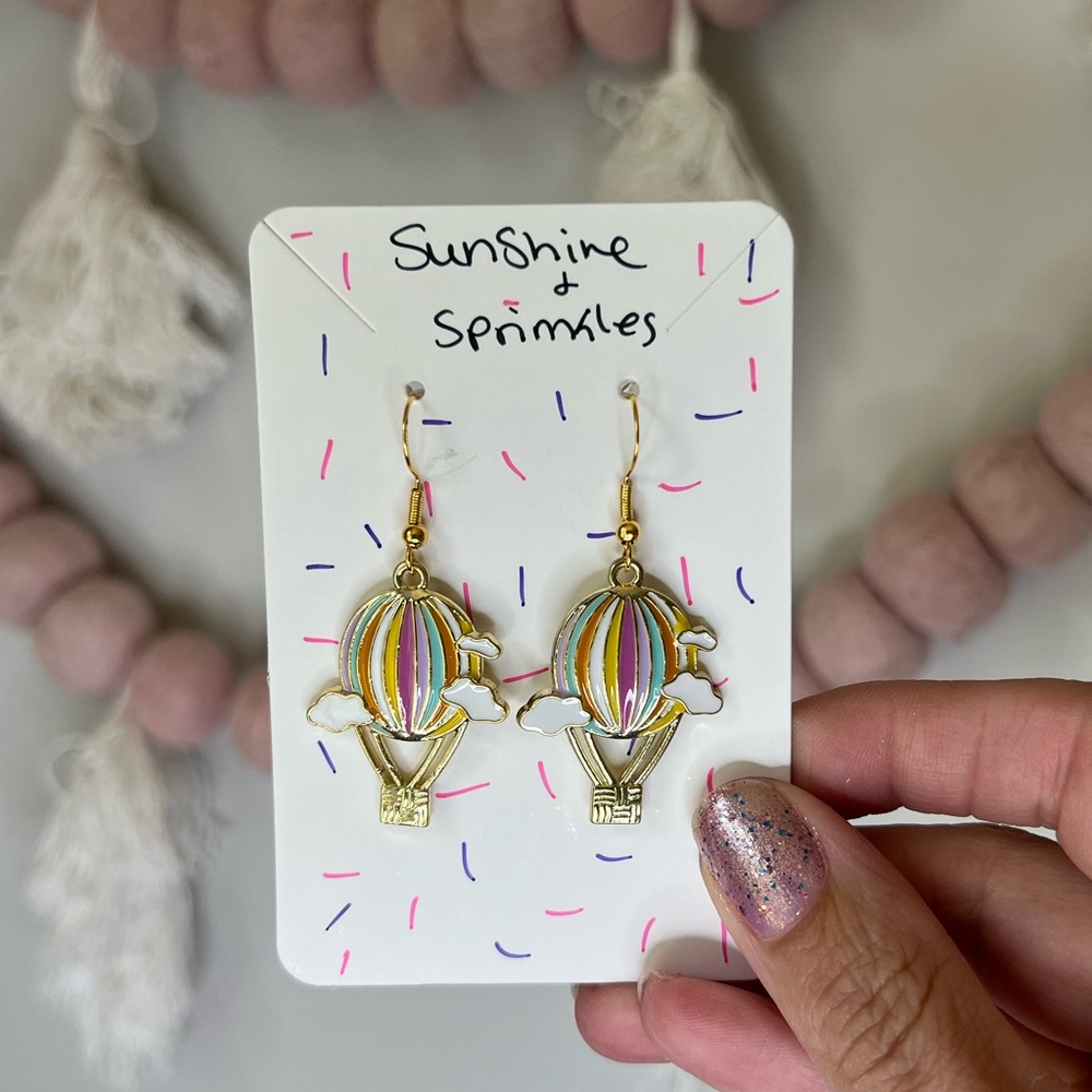 💗☁️ Hot air balloon handmade earrings summer novelty